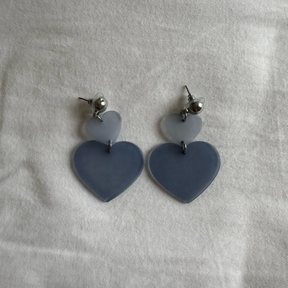 Blue Heart Drop Earrings